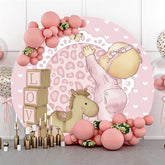 Puppe Rosa Schmetterling Babydusche Runden Hintergrund Für Mädchen